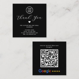 Google Review QR Code Tack Black Modern Fyrkantigt Visitkort
