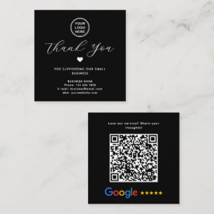 Google Review QR Code Tack Black Modern Fyrkantigt Visitkort
