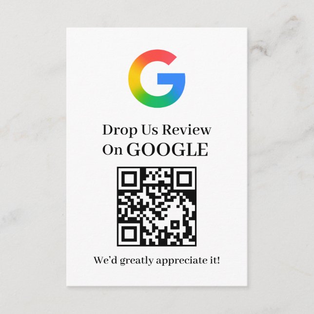 Google Review QR Feedback Business Infogningskort Tilläggskort (Framsida)