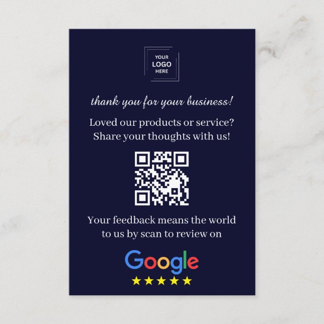 Google Review QR Feedback Business Infogningskort Tilläggskort (Framsida)