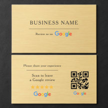 Google Review QR-kod Falskt Metalliskt Guld