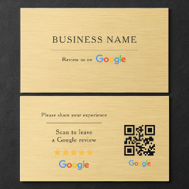Google Review QR-kod Falskt Metalliskt Guld Visitkort