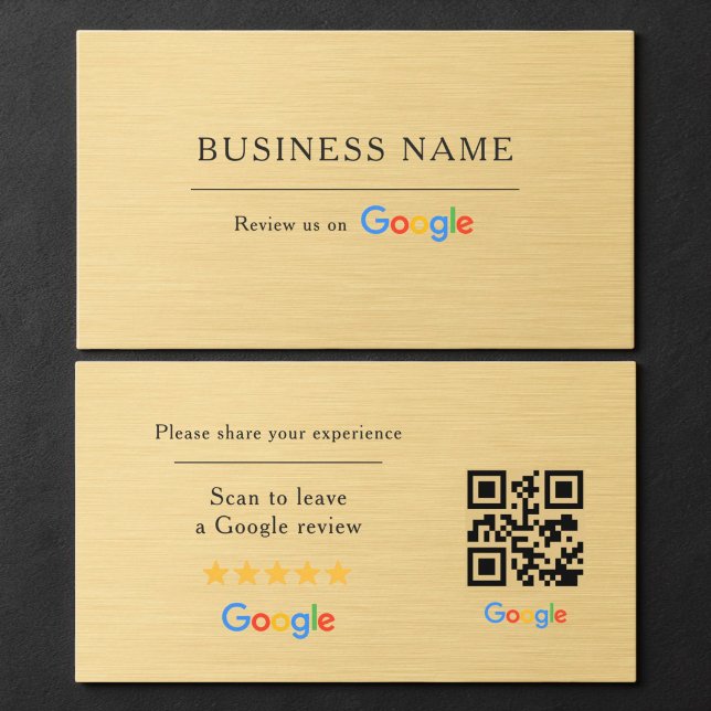 Google Review QR-kod Falskt Metalliskt Guld Visitkort (Skapare uppladdad)
