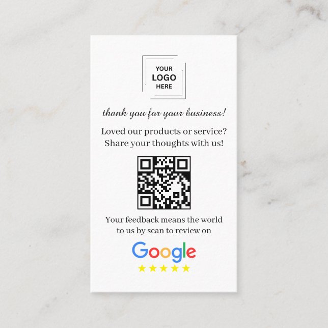 Google Review QR-kod Kundfeedback Stil Visitkort (Framsida)