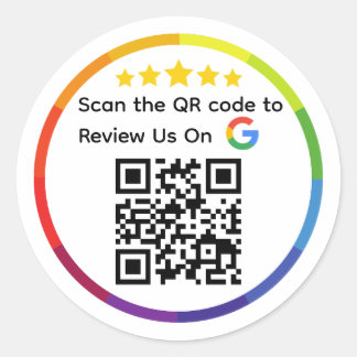 Google Review QR-kod Runt Klistermärke