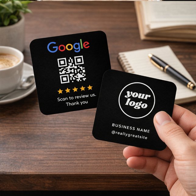 Google Review QR-kod Stjärnklassning  Minimalistis Fyrkantigt Visitkort (Skapare uppladdad)