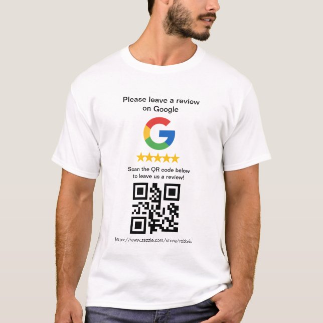 Google Review QR-kodkort, recensionskylt T Shirt (Framsida)
