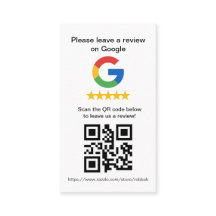 Google Review QR-kodkort, recensionskylt