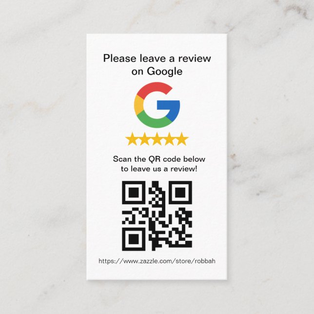 Google Review QR-kodkort, recensionskylt Visitkort (Framsida)