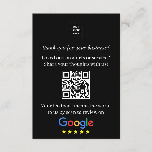 Google Review QR-kort för kundåterkoppling Tilläggskort (Framsida)