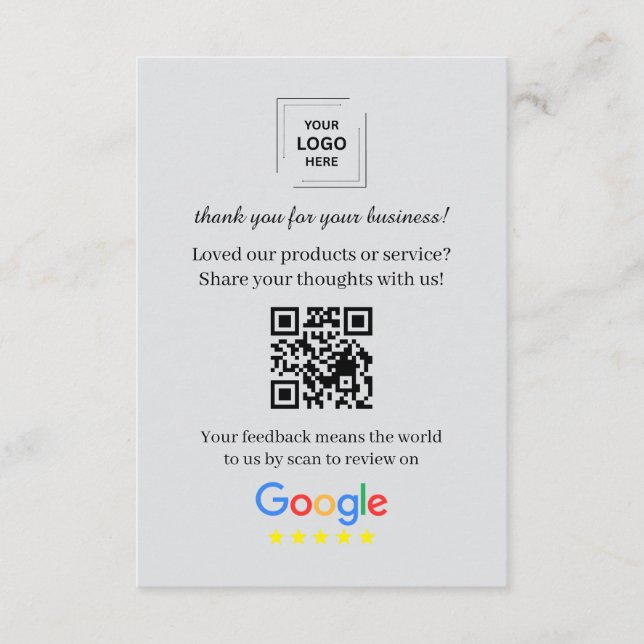 Google Review QR-kundfeedback Infogningskort Tilläggskort (Framsida)