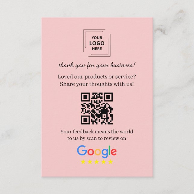 Google Review QR-kundfeedback Infogningskort Tilläggskort (Framsida)