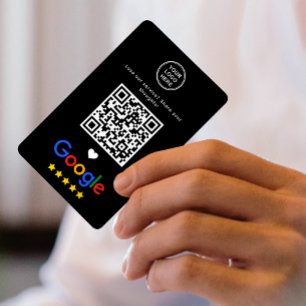 Google Review QR Tack Sleek Black Visitkort