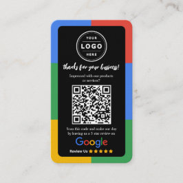 Google Review Request Card  with Logo and QR Code Visitkort