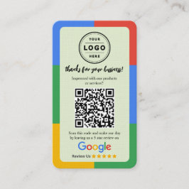 Google Review Request Card  with Logo and QR Code Visitkort