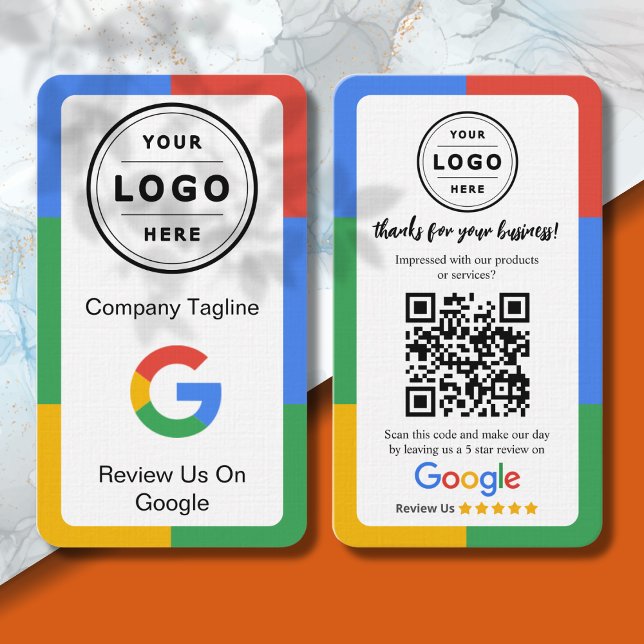 Google Review Request Card  with Logo and QR Code Visitkort (Google review request card)