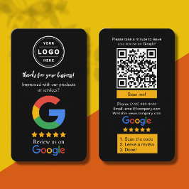 Google Review Request Card  with Logo and QR Code Visitkort