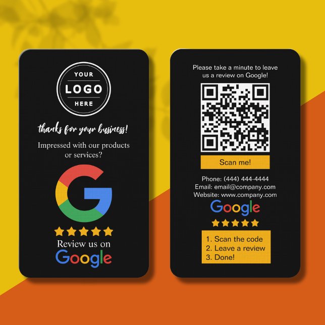 Google Review Request Card  with Logo and QR Code Visitkort (5 Star Google Reviews)