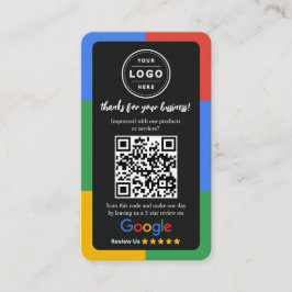 Google Review Request Card  with Logo and QR Code Visitkort