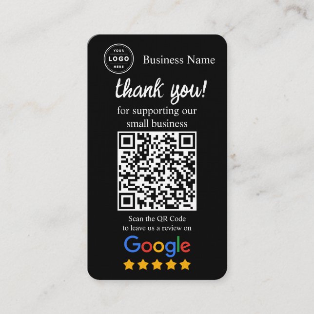 Google Review Request Card with QR code Visitkort (Framsida)