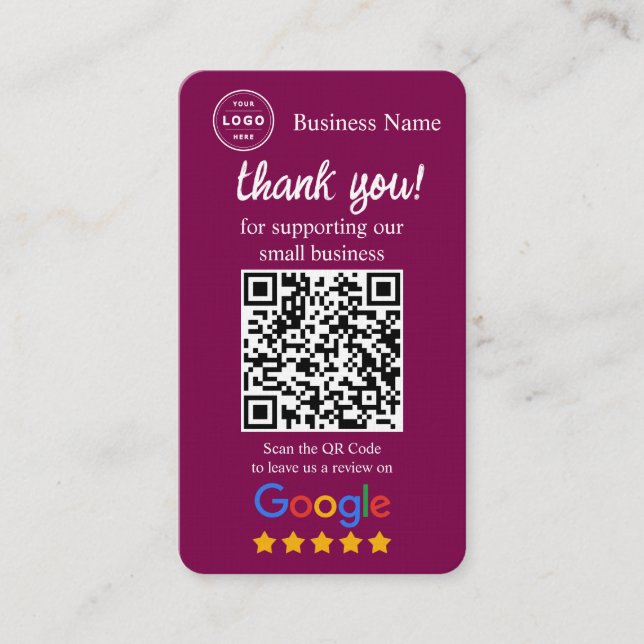 Google Review Request Card with QR code Visitkort (Framsida)