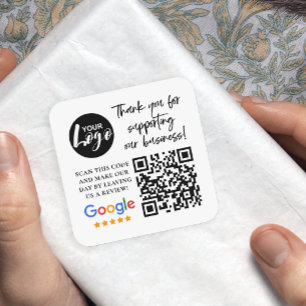 Google Review-Tackens Logotyp QR-kod Fyrkantigt Klistermärke
