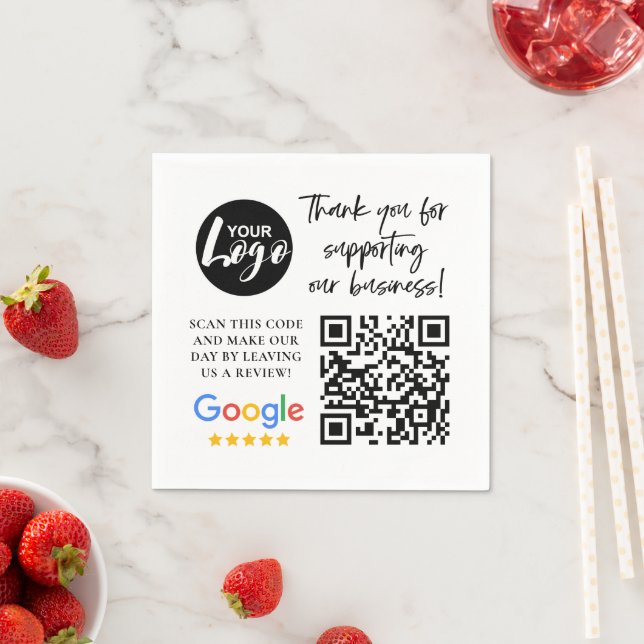 Google Review-Tackens Logotyp QR-kod Pappersservett (Insitu)
