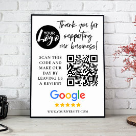 Google Review-Tackens Logotyp QR-kod Poster