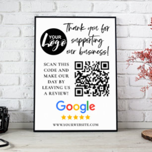 Google Review-Tackens Logotyp QR-kod Poster