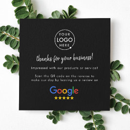 Google Review us Black Business Tack QR-kod Fyrkantigt Visitkort