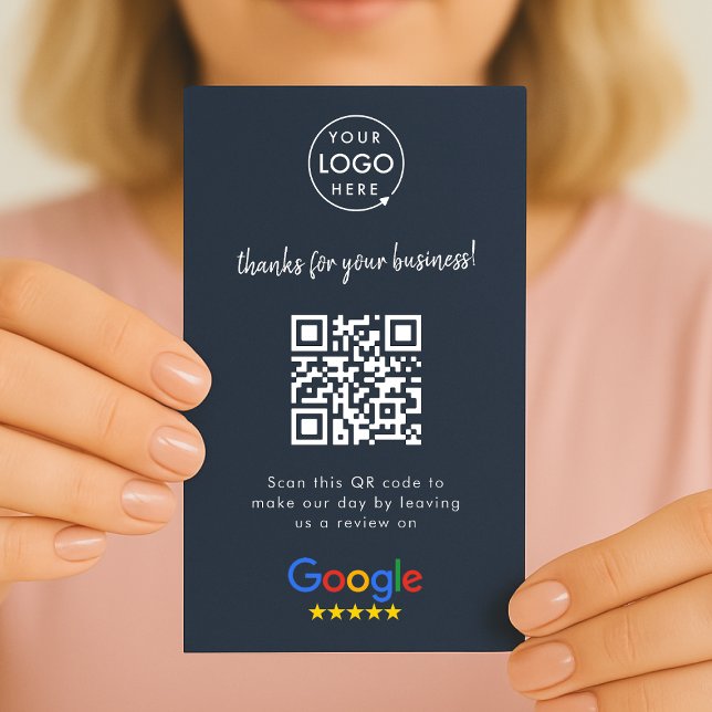 Google Review us Business Tack QR-kodflottan Visitkort (Google Review interactive QR code business card branded with your company logo.)