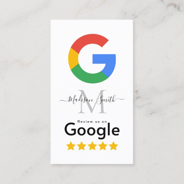 Google Review with QR Code Link-Affärskort Visitkort (Baksida)