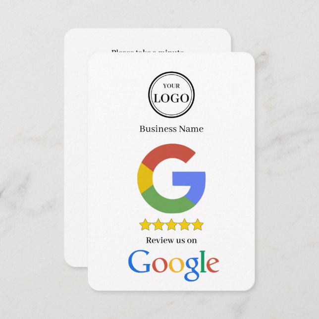 Google Review With QR Code Link Business Card Tilläggskort (Fram/baksida)