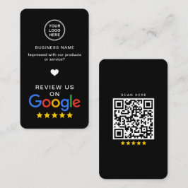 Google Review with QR Code Sleek Black Visitkort