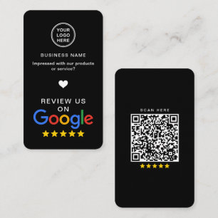 Google Review with QR Code Sleek Black Visitkort