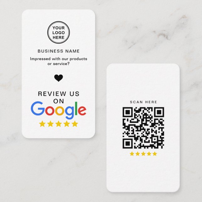 Google Review with QR Code Snyggt Modern Visitkort (Fram/baksida)