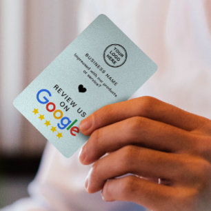 Google Review with QR Code Soft Blue Visitkort