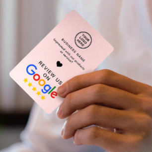 Google Review with QR Code Soft Rosa Visitkort