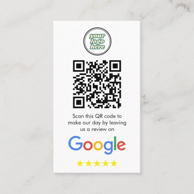 Google Reviews | Business Review Link QR Code Visitkort (Framsida)