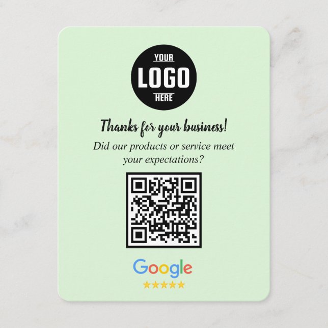 Google Reviews QR Code Business Enclosure Card Tilläggskort (Framsida)