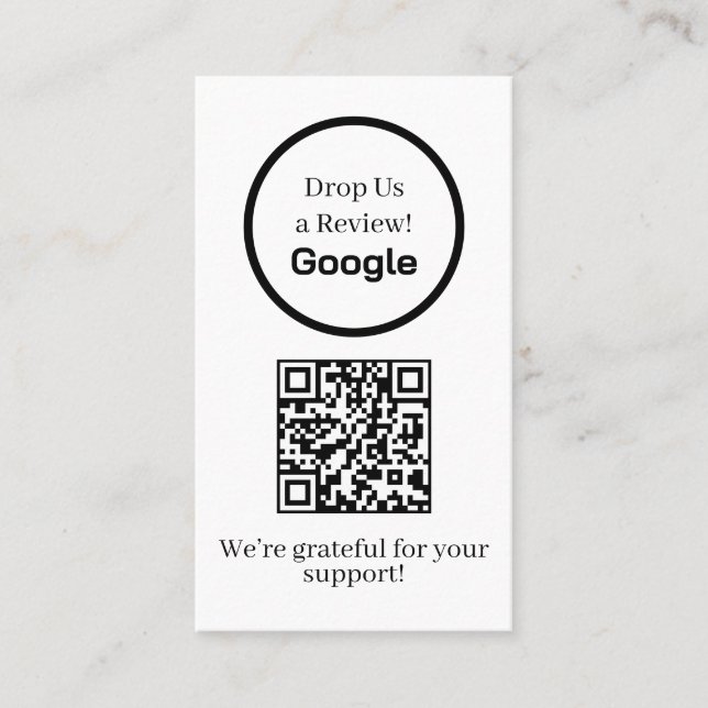 Google Reviews QR | Custom Business Feedback Link Visitkort (Framsida)