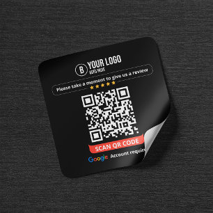 Google Reviews QR-kod Betygsätt min verksamhet 5 s Fyrkantigt Klistermärke