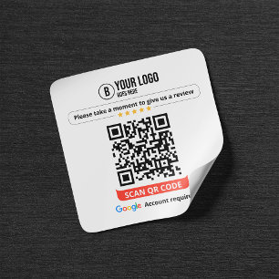 Google Reviews QR-kod Ge min verksamhet 5 stjärnor Fyrkantigt Klistermärke