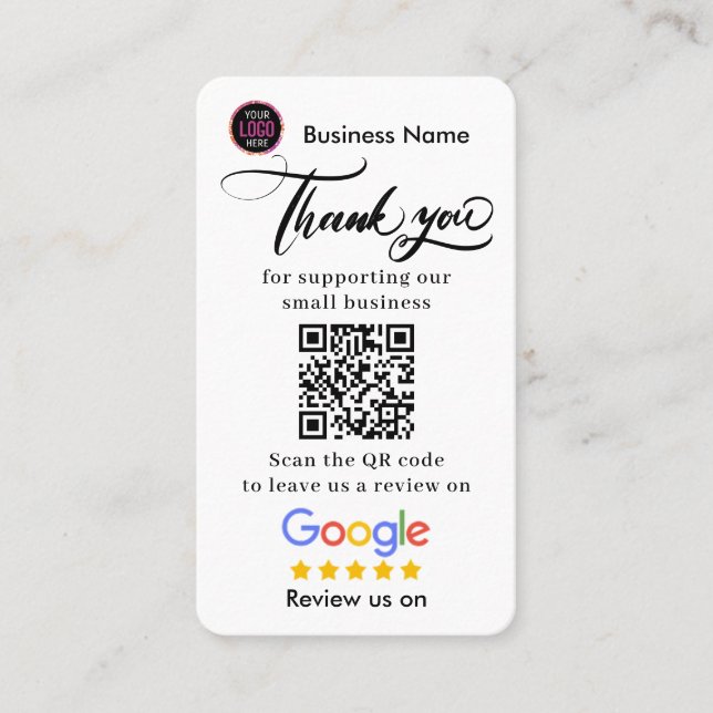 Google Reviews With Thank You And QR Code Business Visitkort (Framsida)