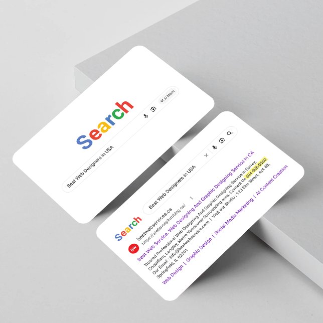 Google Sök, Sökresultat, Google inspirerad Visitkort (Skapare uppladdad)