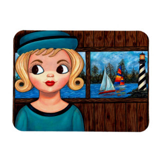 Googly Girl Sailor Head Vas Lighthouse Sailboat Magnet