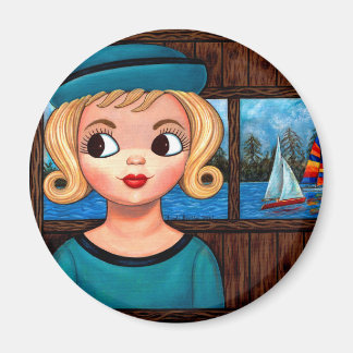 Googly Girl Sailor Head Vas Sailboat Magnet