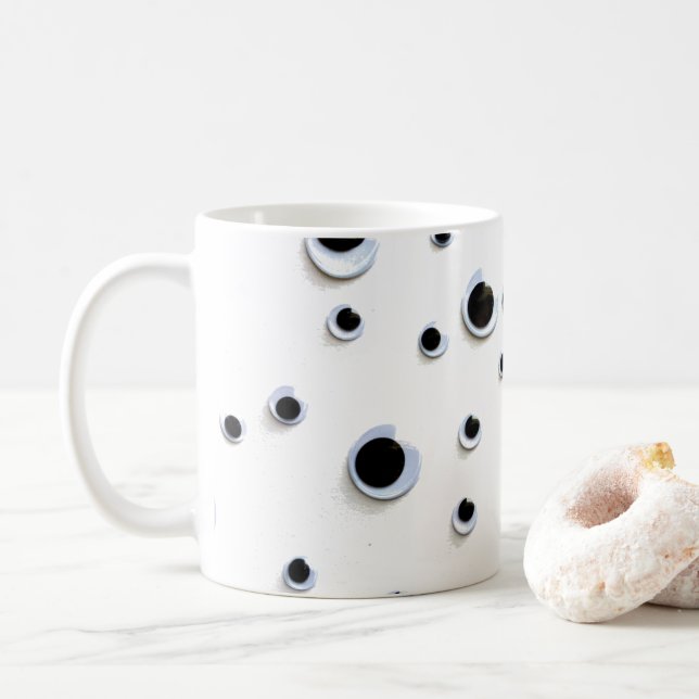 Googly Öga Black and White-Trendiget Drar Cute Kaffemugg (Med munk)
