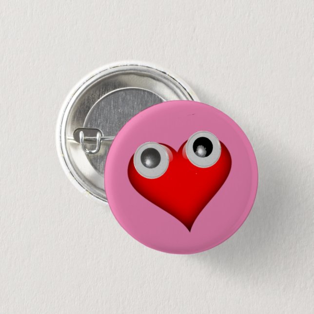 Googly Öga Heart Button Knapp (Framsida & baksida)
