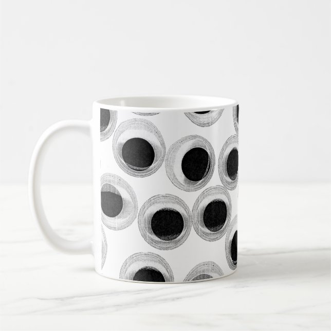 Googly öga mönster - transparent bakgrund kaffemugg (Vänster)